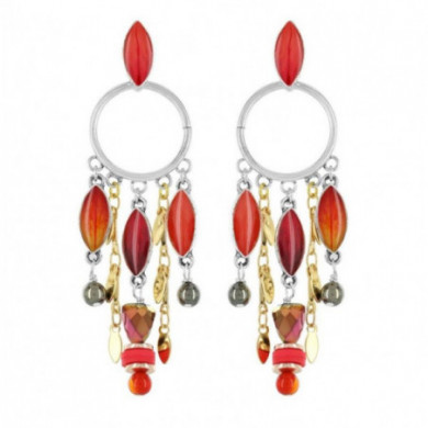 Boucles d’oreilles femme rouge et orange, Indian Summer TARATATA