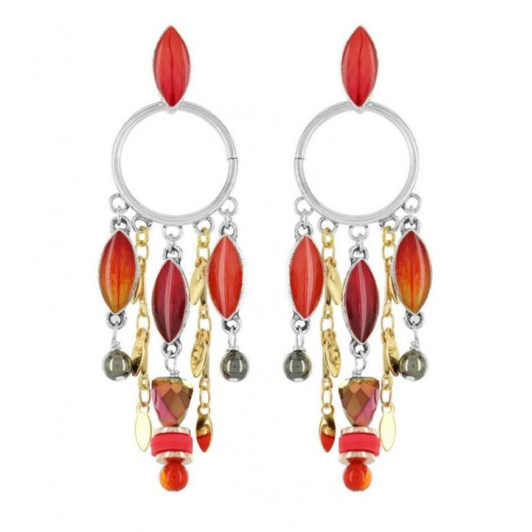Boucles d’oreilles femme rouge et orange, Indian Summer TARATATA