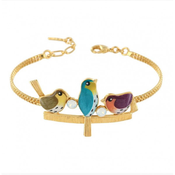 Bracelet femme or oiseaux multicolore Pia-Pia TARATATA Bijoux