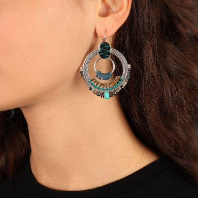 Boucles d’oreilles femme turquoises bleu foncé, Pacha TARATATA
