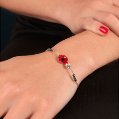 Bracelet femme argent coquelicot rouge Jolie Coquelicot TARATATA Bijoux