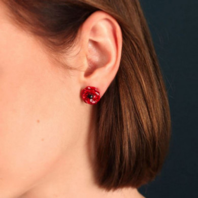 Boucles d’oreilles femme argent coquelicot rouge Jolie Coquelicot TARATATA Bijoux