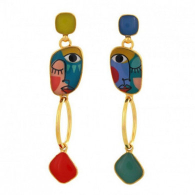 Boucles d’oreilles femme or multicolore Abstract TARATATA Bijoux