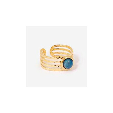 Bague Femme Or et Apatite bleue en Acier Inoxydable "Maleya" - ZAG Bijoux