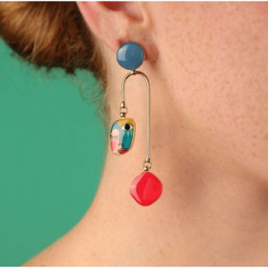 Boucles d’oreilles femme or multicolore Abstract TARATATA Bijoux