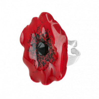 Bague femme argent coquelicot rouge Jolie coquelicot TARATATA Bijoux