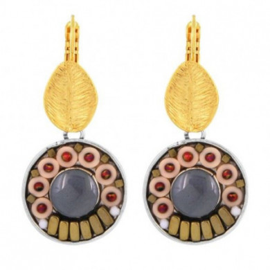 Boucles d’oreilles femme or multicolore Hématite Dorée Vanille TARATATA Bijoux