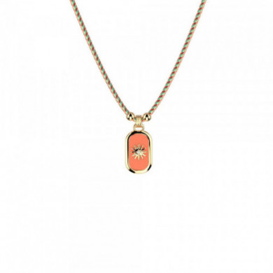 Collier femme, collier cordon, laque corail et oxyde de zirconium Felicidad LES CADETTES