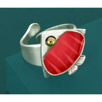 Bague femme argent poisson rouge Sushi TARATATA Bijoux