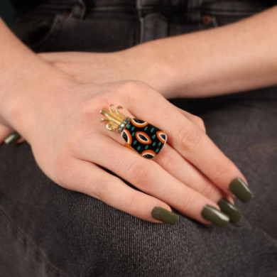Bague femme or Ananas multicolore Awa TARATATA