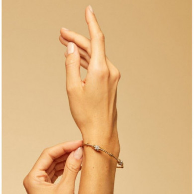 Bracelet femme, demi jonc or, torsadé strass petit modèle, GAS bijoux.