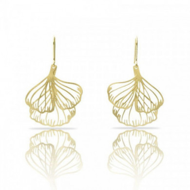 Boucles d'oreilles or deux feuilles Gingko RAS® Bijoux