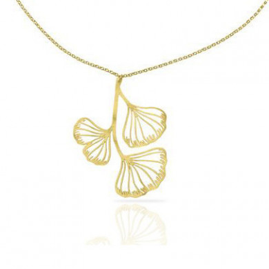 Collier or femme pendentif trois feuilles de Gingko Biloba RAS® Bijoux