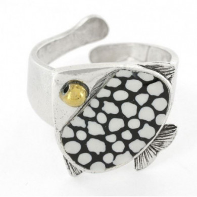 Bague femme argent poisson bleu Sushi TARATATA Bijoux