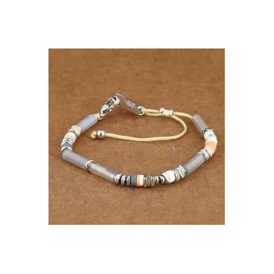 Bracelet Homme acier inoxydable pierres naturelle grises ZAG