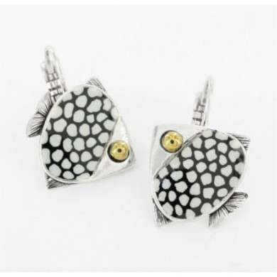 Boucles d’oreilles femme argent poisson bleu Sushi TARATATA Bijoux