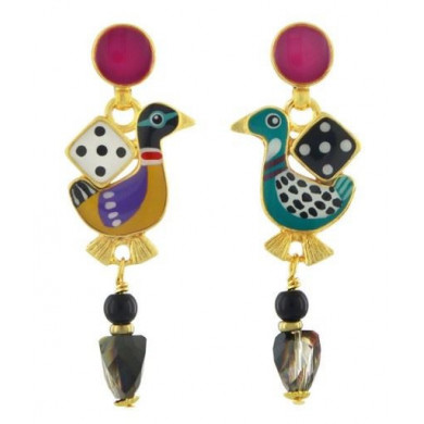 Boucles d’oreilles femme or  multicolore Jeu de L'oie TARATATA Bijoux