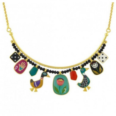 Collier femme or  multicolore Jeu de L'oie TARATATA Bijoux