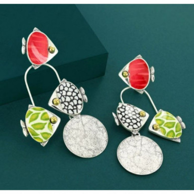 Boucles d’oreilles femme argent poissons multicolore Sushi TARATATA Bijoux