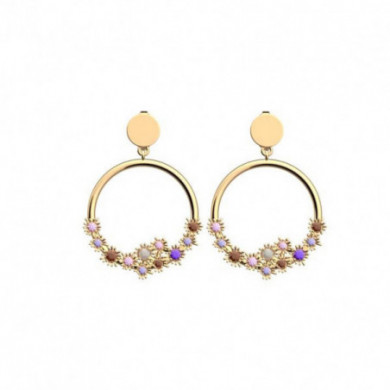 Boucles d’oreilles or CADETTES Fleurs de cactus multicolores