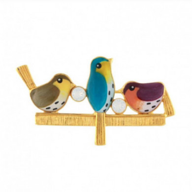 Broche femme or oiseaux multicolore Pia-pia TARATATA Bijoux