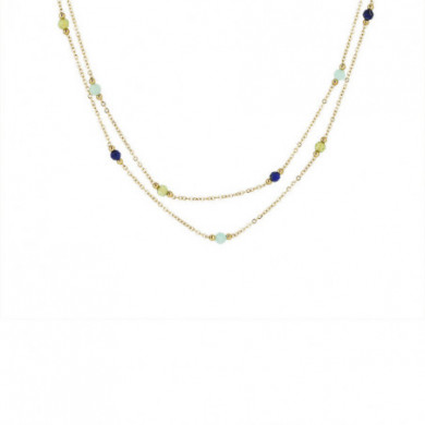 Collier acier doré apatite bleue ZAG Falls