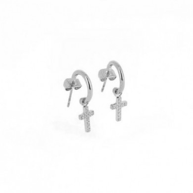Boucles d'oreilles Femme Créoles Argent et zirconium en Acier Inoxydable "Evangelista" -  Boucles d'oreilles croix ZAG Bijoux