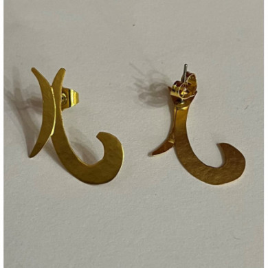 Boucles d'oreilles femmes pendantes bronze, forme J Influences.