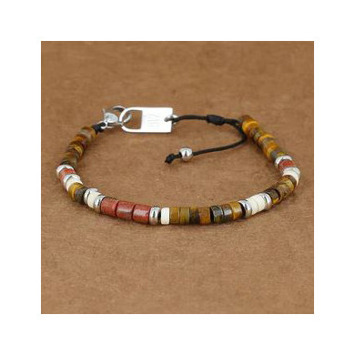 Bracelet Homme Perles en Acier "Bracelet Pierre Naturelle Œil de Tigre Penn" - ZAG Bijoux