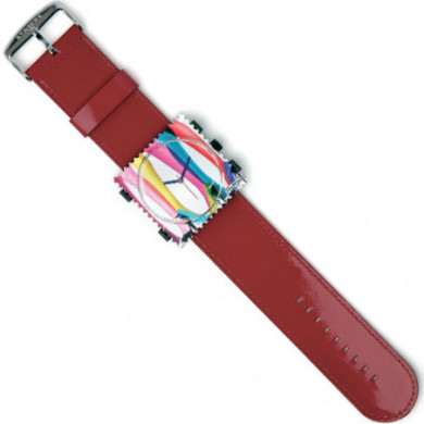 Bracelet montre S.T.A.M.P.S. cuir aubergine vernis