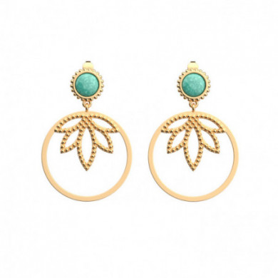 Boucles d’oreilles or LES CADETTES Lotus perle bleu vert