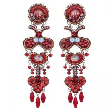 Boucles d’oreilles argent perles rouges AYALABAR Lotus