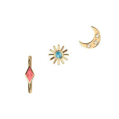 Trois boucles d’oreilles femme, trois boucles d’oreilles or Felicidad LES CADETTES