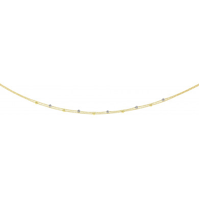Collier or 18 carats chaines boules 2 ors