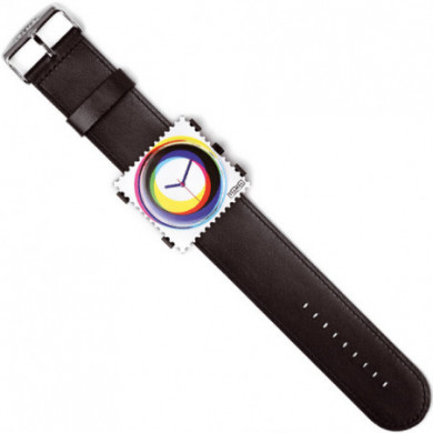 Bracelet montre S.T.A.M.P.S. cuir noir