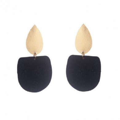 Boucles d'oreilles femmes bronze en gouttes noir et or Influences.