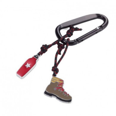 Porte-clés mousqueton chaussure de marche et gourde