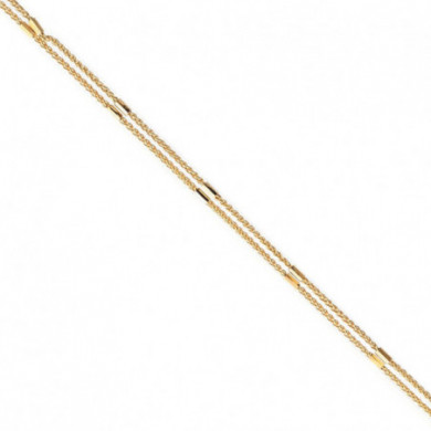 Bracelet or 18 carats chaines 2 rangs fantaisie