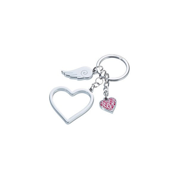 Porte-clés original femme coeur argent "Love is in the air"