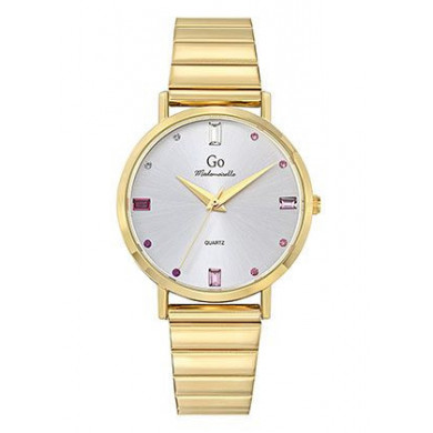 Montre femme acier ronde bracelet acier doré GO