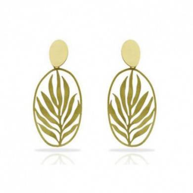 Boucles d’oreilles or femme pendantes feuilles ajourées Tropic ovales RAS® Bijoux