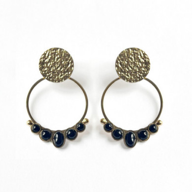 Boucles d’oreilles acier inoxydable ornées de cinq onyx noir ZAG