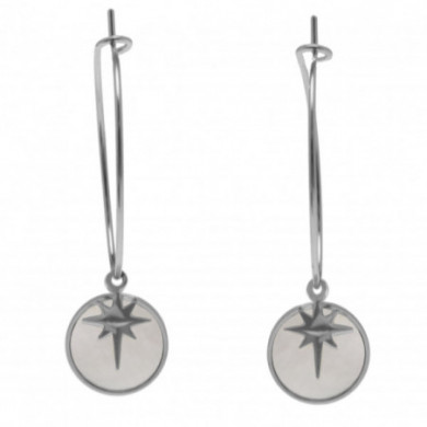 Créoles acier inoxydable  breloques nacre et étoile du Nord ZAG