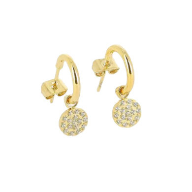 Mini créoles acier inoxydable doré oxydes de zirconium ZAG