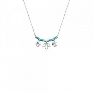 Collier argent LES CADETTES Lotus pampille bleu