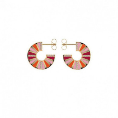Boucles d’oreilles femme, boucles d’oreilles or et laque rose, corail Sunrise LES CADETTES