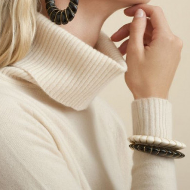 Bracelet femme jonc or acétate noire GAS Cyclade