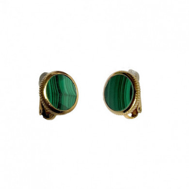 Boucles d’oreilles acier inoxydable ornées d'une malachite verte ZAG