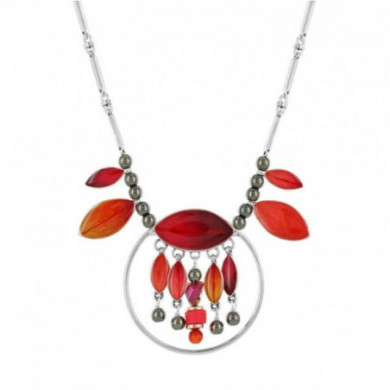 Collier femme argent rouge orange, Indian Summer TARATATA