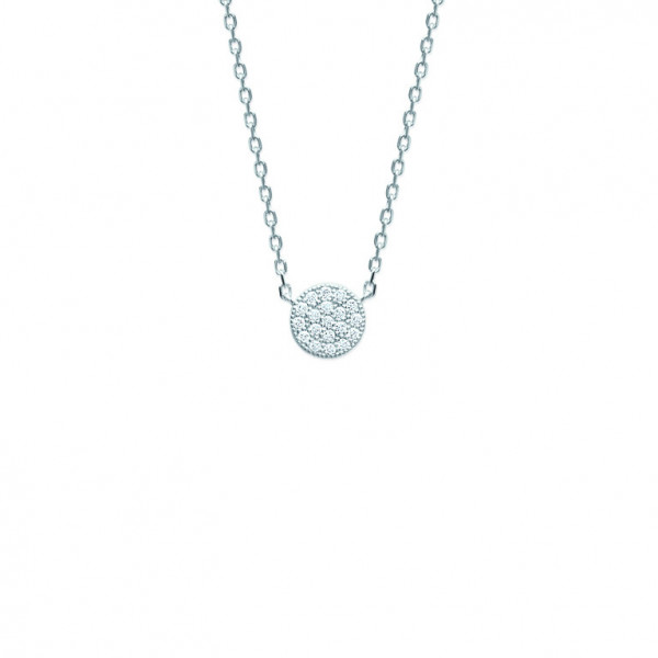 Collier argent 925 millièmes rond pierres blanches